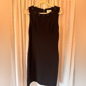 Kate Spade Black Midi Dress with Floral Embellishments